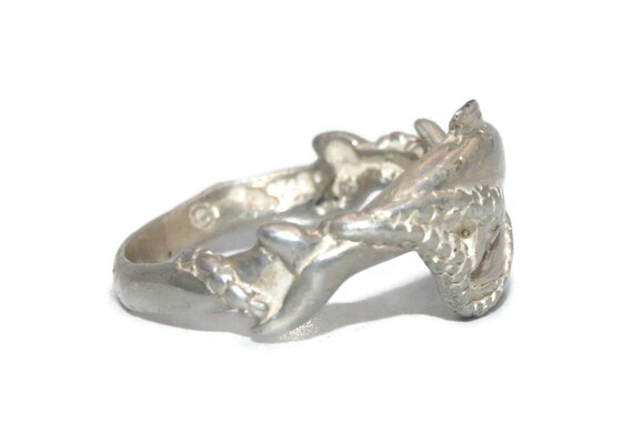 Vintage Sterling Silver Size 7 Dolphin Statement … - image 6