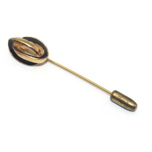 Vintage David Hill Gold Tone and Black Enamel Stick Pin. DNH Hallmark.