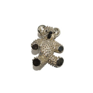 Vintage Gold Tone Teddy Bear Brooch with Black Resin Nose and Eyes.
