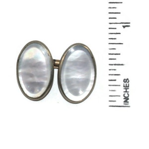 Vintage Silver Tone and Mother of Pearl Oval Cuff Links. image 5