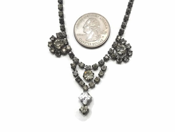 Vintage Hallmarked Sterling Silver & Clear Gemstone Necklace