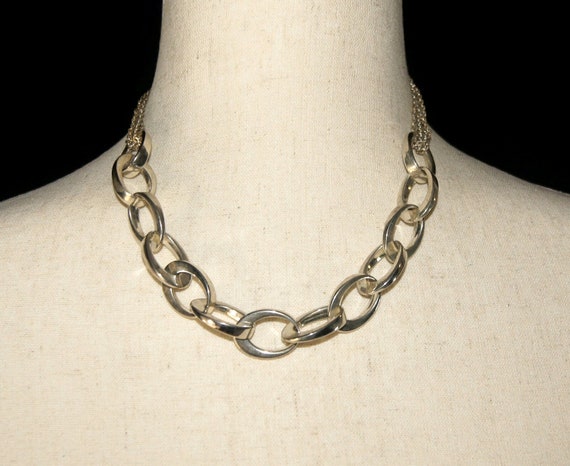 Vintage Alfani Silver Tone 18 Inch Link Necklace With Lobster Claw
