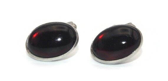 Vintage Swank Sterling Silver and Red Resin Caboc… - image 2