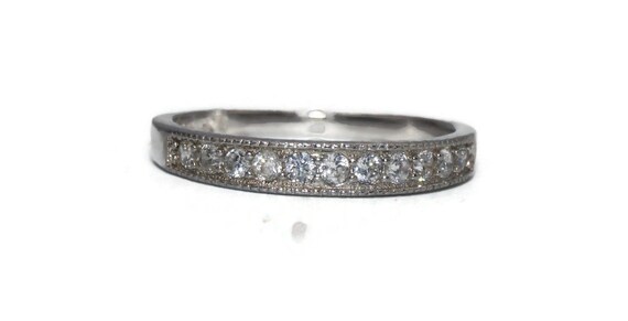 Vintage FZN Sterling Silver and Channel Set Czs Size 8 Band. AIL