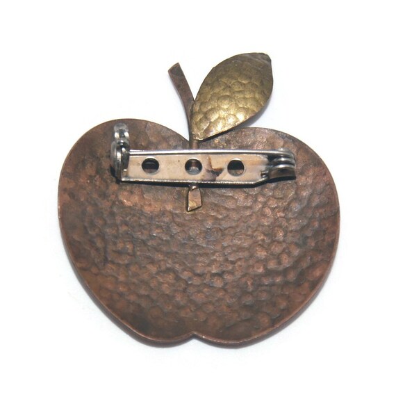 Vintage Hammered Copper Apple Brooch. - image 5