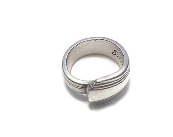Vintage Sterling Silber Löffel Ring, Größe 10. Markierter Südpazifik Silber B.P.