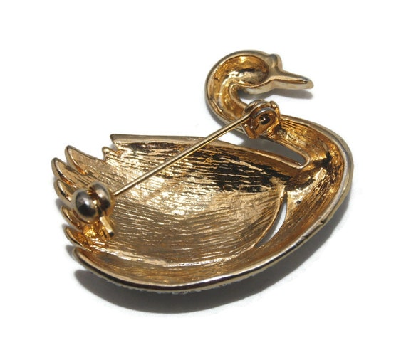 Broche Vintage Cygne Or Incrustée De Cristaux - Occasion, Brillance, Modèle 419