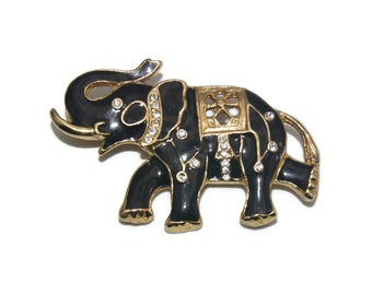 Superbe Broche Vintage éléphant En Nacre Naturel Gravé – Bijou Unique Collection