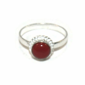 Vintage Silver Tone and Faux Red Jasper Size 8 Statement Ring.