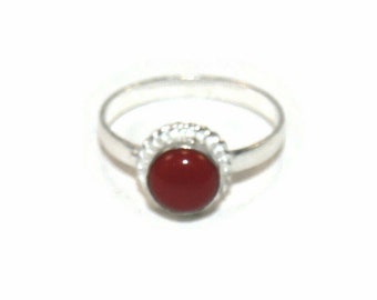 Vintage Silver and Red Stone Size 8 Statement Ring.