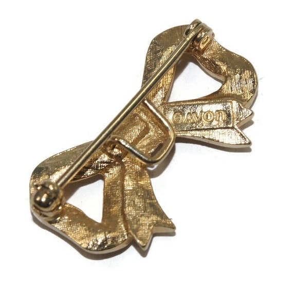 Small Vintage Avon Gold Tone Bow Brooch. Avon Hal… - image 6
