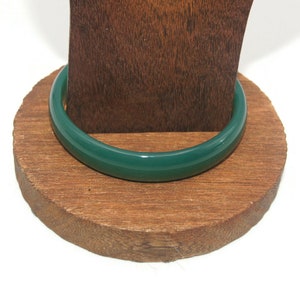 Vintage Carved Green Agate 7 Inch Bangle Bracelet.