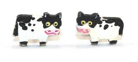 Cute Vintage Black and White Plastic Cuff Links. - image 5