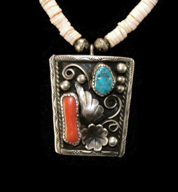 Incredible Vintage Navajo Coral Heishi Sterling Silver Native American Jewelry Necklace Incredible Vintage Navajo Coral Heishi Sterling Silver Native American Jewelry Necklace