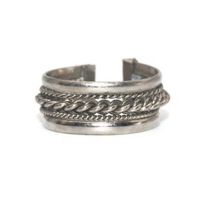 Vintage Silver Tone Size 10 Open Cuff Ring.