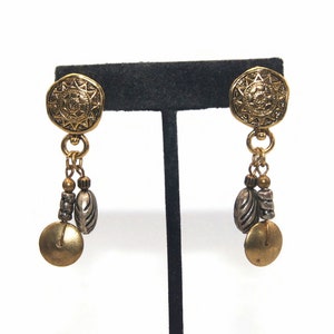 Vintage Gold and Silver Tone Dangle Earrings with Post Backs for Pierced Ears.