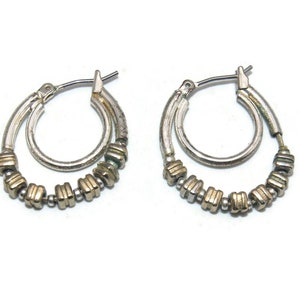 Vintage Silver Tone and Gold Tone Hoop Earrings with Latch Backs for Pierced Ears.