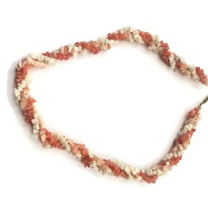 Pink and White 3 Strand Angel Skin Coral Necklace, 14K Gold Box Clasp.