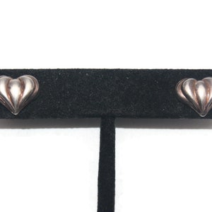 Small Vintage Sterling Silver Stud Heart Earrings with Post Backs for Pierced Ears. Hallmarked Boxed &quot;M&quot; 925 Italy.