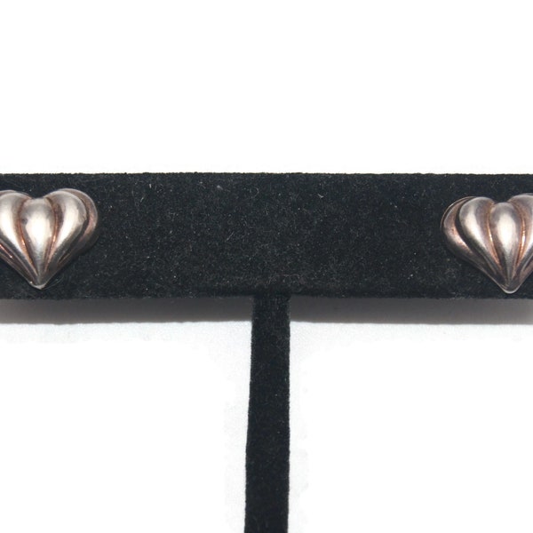 Small Vintage Sterling Silver Stud Heart Earrings with Post Backs for Pierced Ears. Hallmarked Boxed "M" 925 Italy.