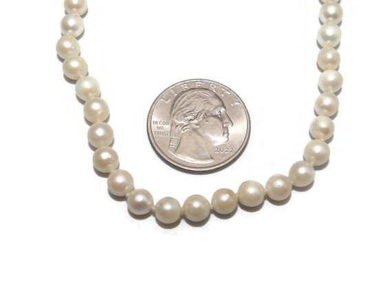 Vintage 6 mm 16 Inch Pearl Necklace with 14K Whit… - image 5