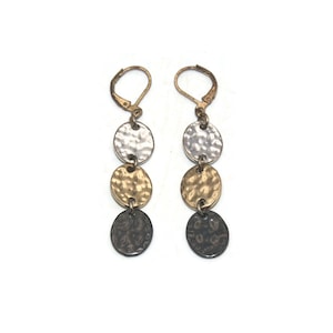 Vintage Gold Tone, Silver Tone and Gunmetal Dangle Earrings with Latch Backs for Pierced Ears.