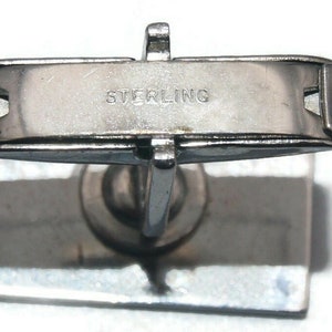 Vintage Sterling Silber Gravur Floral Design Rechteckige Manschettenknüpfe. Geschildert aus Sterling. Bild 5
