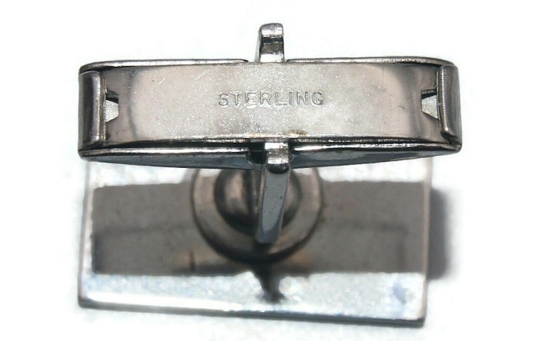 Vintage Sterling Silber Gravur Floral Design Rechteckige Manschettenknüpfe. Geschildert aus Sterling. Bild 5