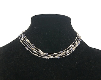 Vintage Liz Claiborne Silver Tone Strand 16 to 18 Inch Beaded Necklace  with Lobster Claw Liz Claiborne Est 1976