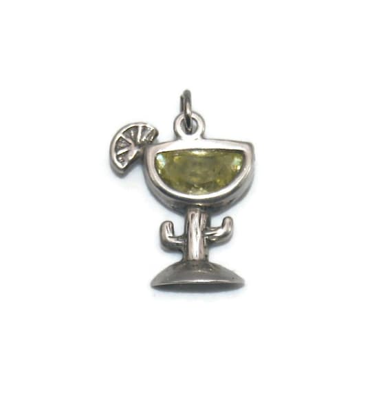 Vintage Sterling Silver and Yellow Glass Cocktail… - image 1