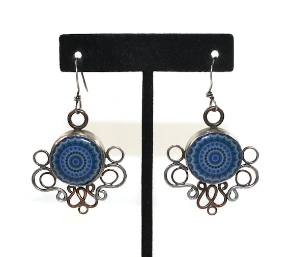 Artisan Made Studio 42 Jewelry Silver Tone Brass and Resin Dangle