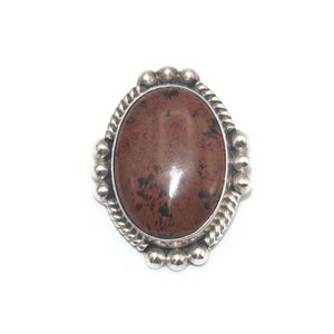Vintage Sterling Silver and Jasper Oval Brooch / Pendant. CII Mexico 925 Hallmark.