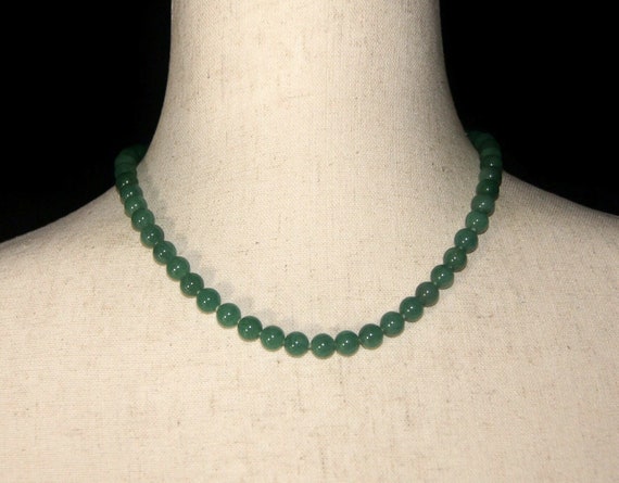 Vintage Green Aventurine 18 inch Beaded Necklace … - image 1