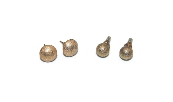 2 Pairs of Small Vintage Textured Gold Tone Stud … - image 1