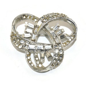 Vintage Silber Ton und klare Strass Brosche. Mitte des Jahrhunderts Glam.