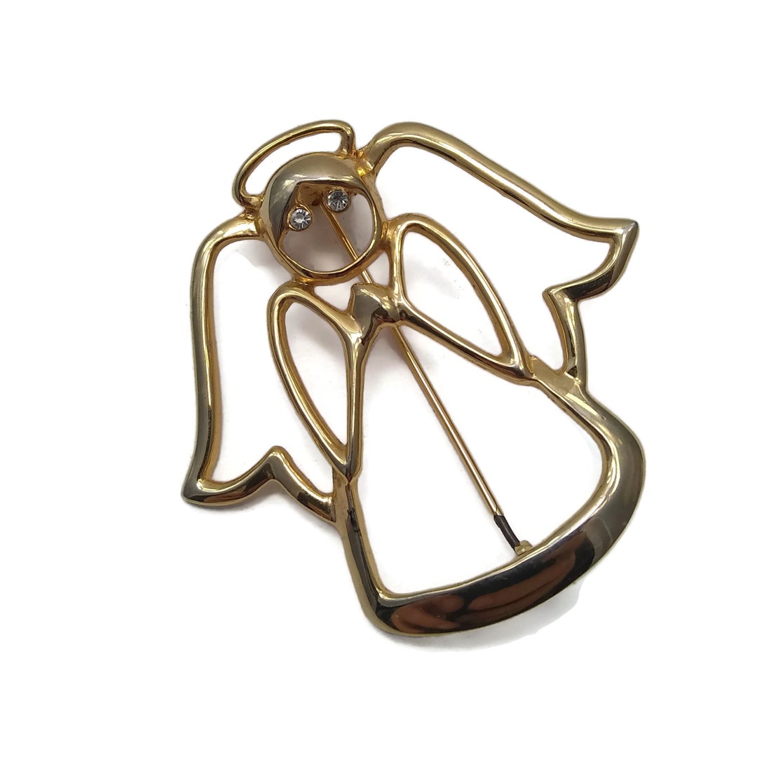 Broche De Cupdo Antguo De Plata De Ley Con Querubnes Y Corazón