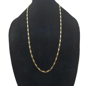 Chain Necklace, Vintage Gold Tone 30&quot; Specialty Paperclip Link Chain with Spring Ring Clasp, Paper Clip Chain, Daily Wear, Business Wear.