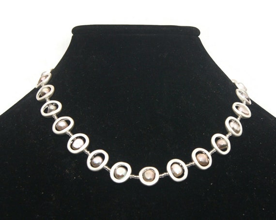 Vintage Silver Tone and Peacock Freshwater Pearls… - image 3