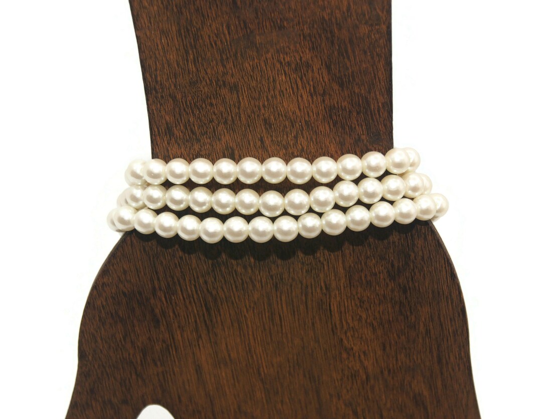 Vintage Faux Pearls 3-Strand Haskell Style Bracelet