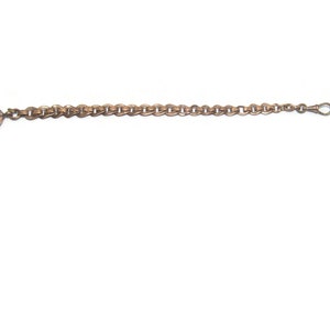 Cadena de reloj de bolsillo de 10 pulgadas en tono oro rosa con eslabón de libro de tamaño graduado antiguo victoriano adornado. A-DDL con sello distintivo en Link.