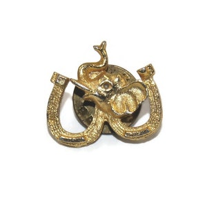 Vintage Gold Tone Elephant en 2 Hoefijzers Good Luck Rever Pin.