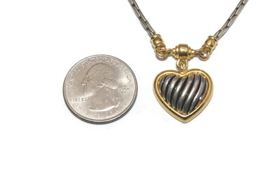 Vintage Gold and Silver Tone Heart Pendant Y-Neck… - image 5