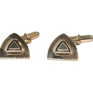 Vintage Kreisler Gold Tone and Black Enamel Triangle Cuff Links. Hallmarked Kreisler USA Quality.
