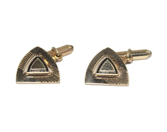 Vintage Kreisler Gold Tone and Black Enamel Triangle Cuff Links. Hallmarked Kreisler USA Quality.