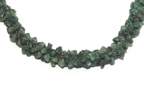 Chunky Vintage Green Aventurine Chip Beaded 26 In… - image 4