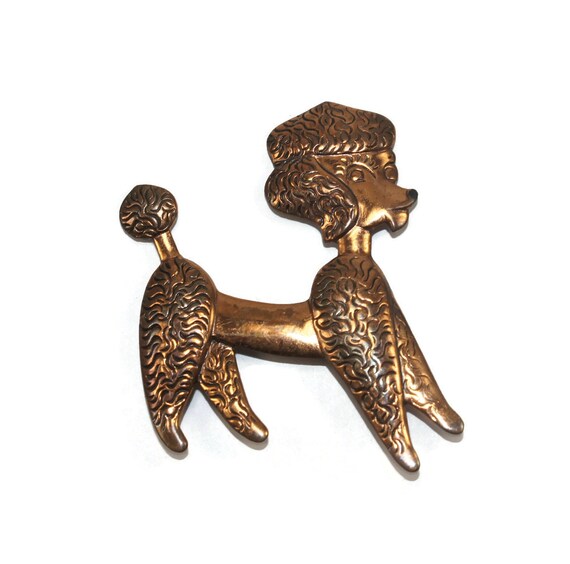 Vintage Copper Poodle Brooch. Dog Brooch.