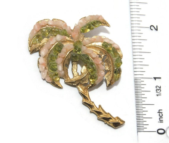 Feather Palm Tree Brooch with Green Olivine Hawai… - image 4