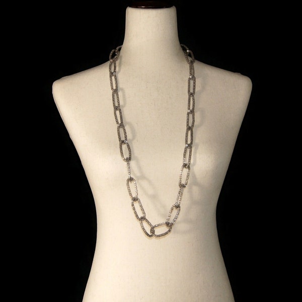 Vintage R J Graziano Silver Tone 36 Inch Link Necklace with Lobster Claw Clasp. Graziano Hallmark Tag.
