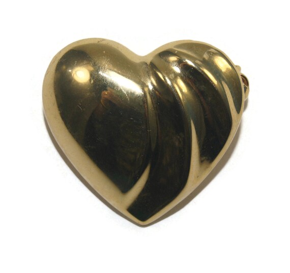 Vintage Gold Tone Heart Brooch. Simple Brooch. - image 4