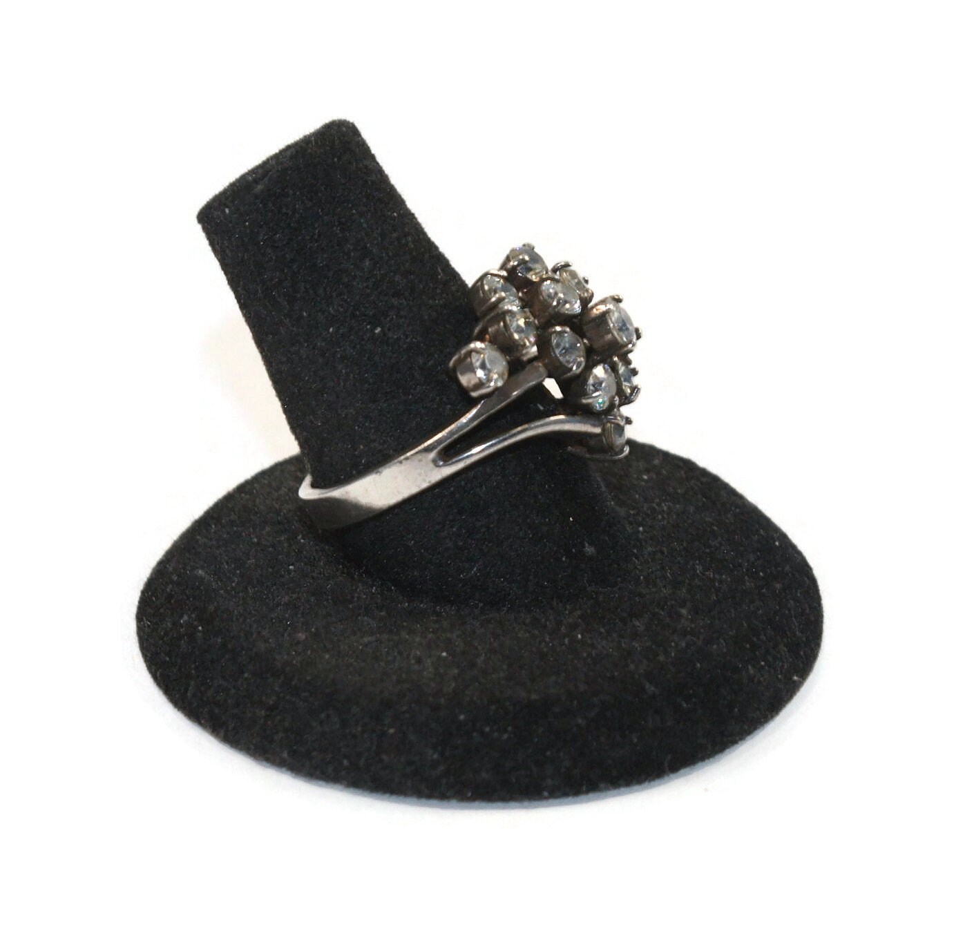 Vintage Sterling Silver and Czs Size 8 Cocktail Ring. Marked  display picture 1